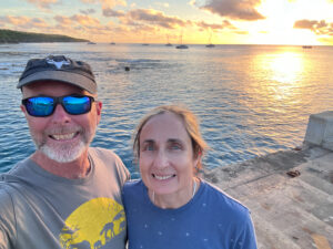 Sunset at Alofi Wharf before the night dive - Niue