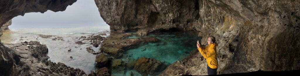 Inside a coastal cave